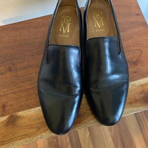 3DM LIFESTYLE Men's Black Leather Slip-On Dress Loafers